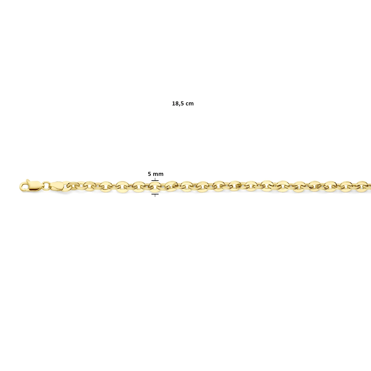 armband 5 mm 18,5 cm 14K geelgoud