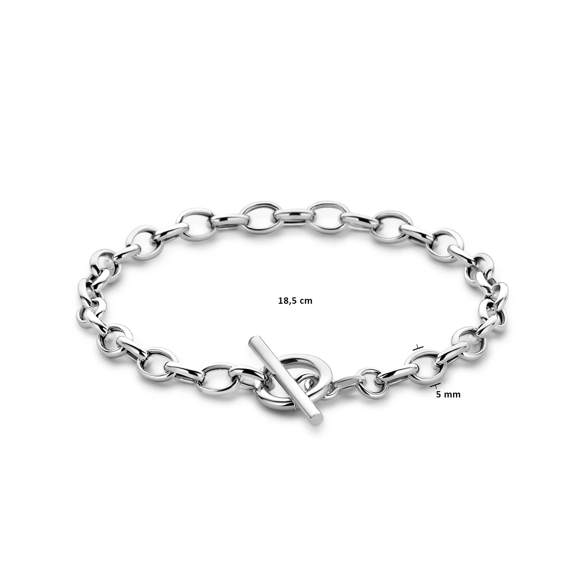 armband 5 mm 18,5 cm kapittelslot zilver gerhodineerd