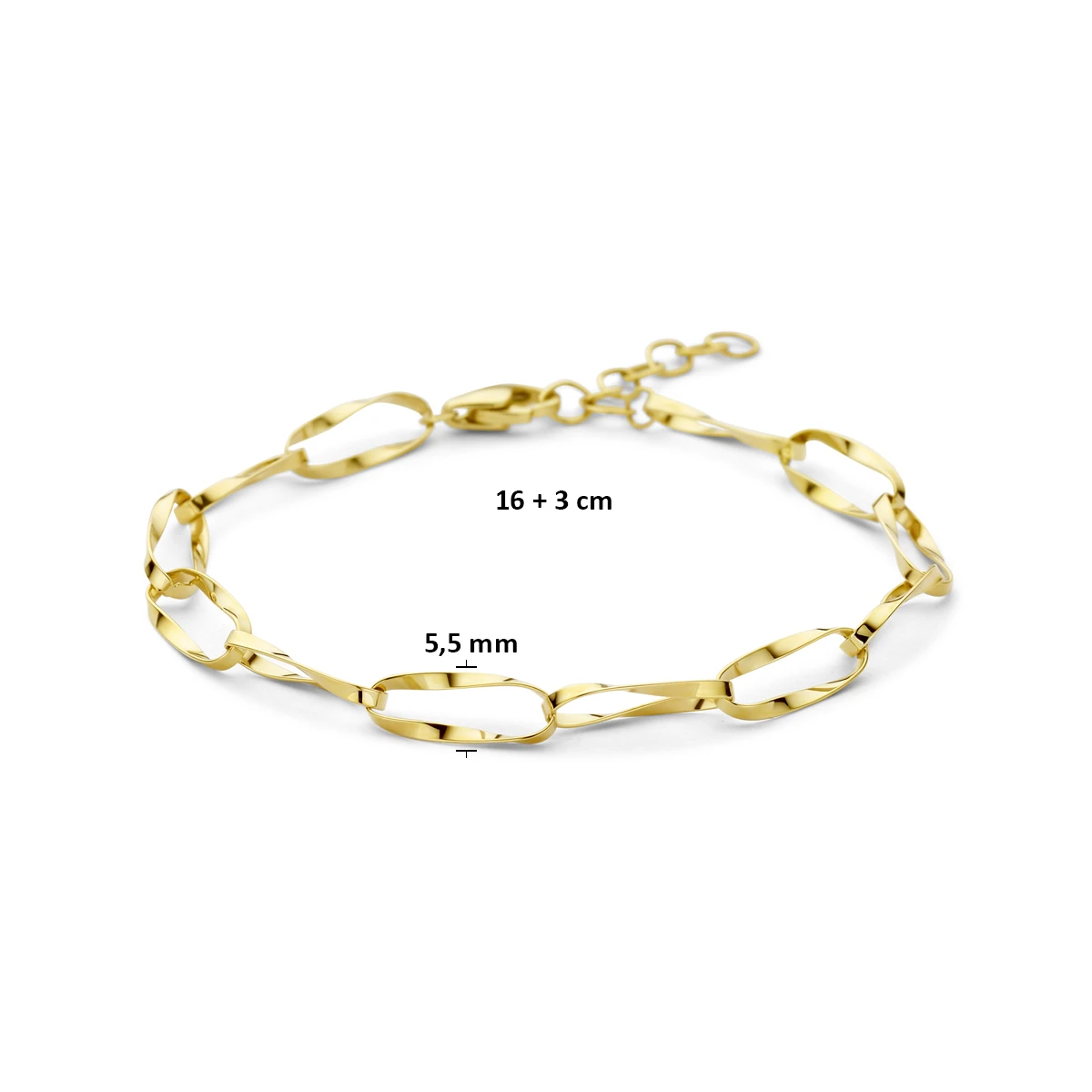 armband 5,5 mm 16 + 3 cm 14K geelgoud