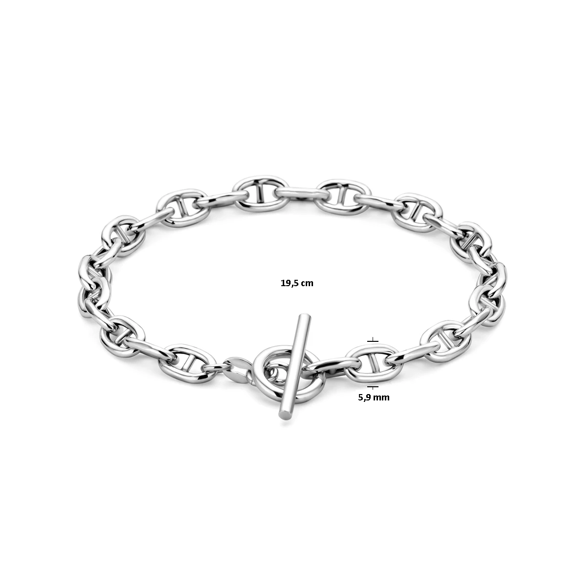 armband 5,9 mm 19 cm kapittelslot zilver gerhodineerd