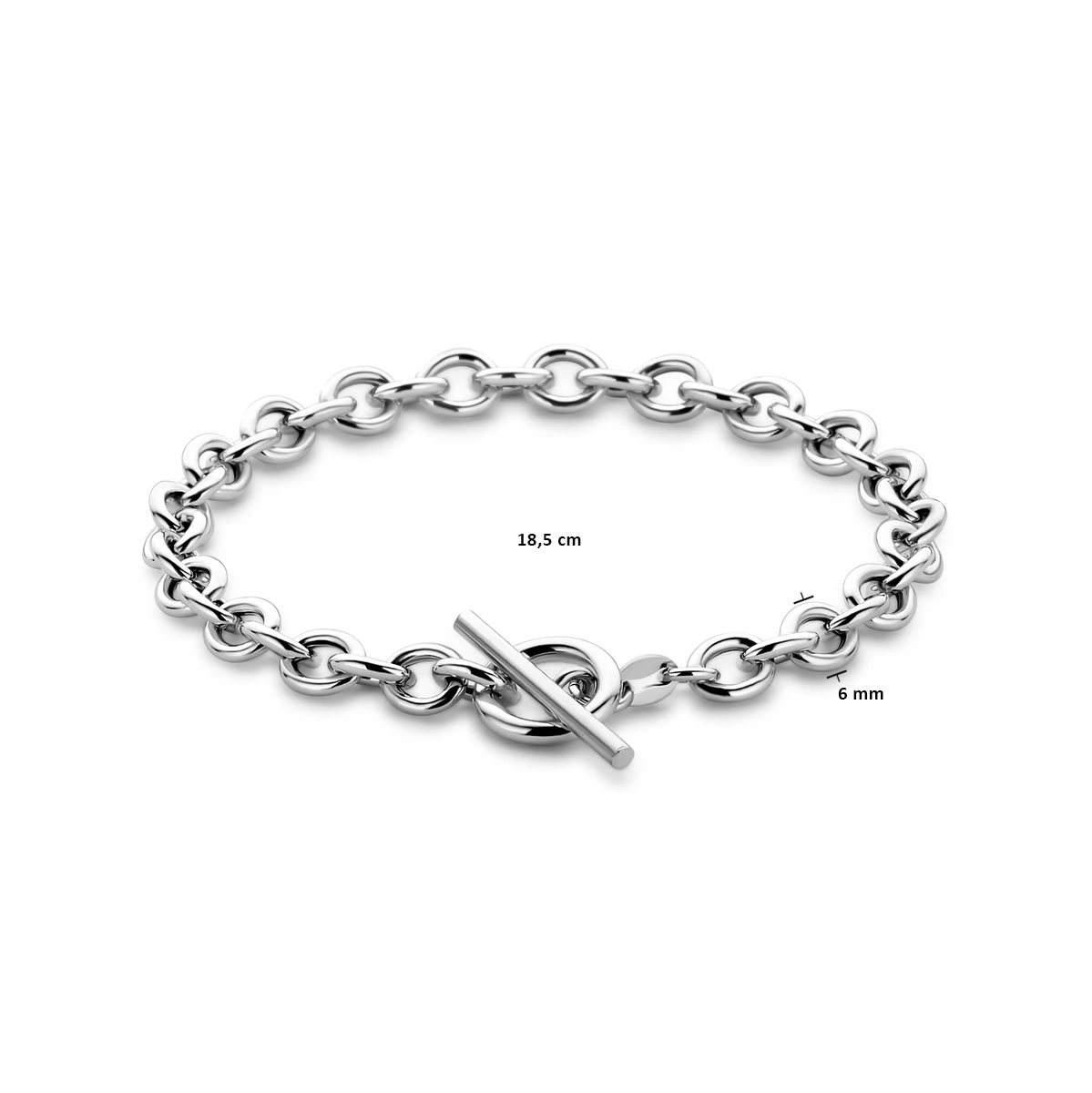 armband 6 mm 18,5 cm kapittelslot zilver gerhodineerd
