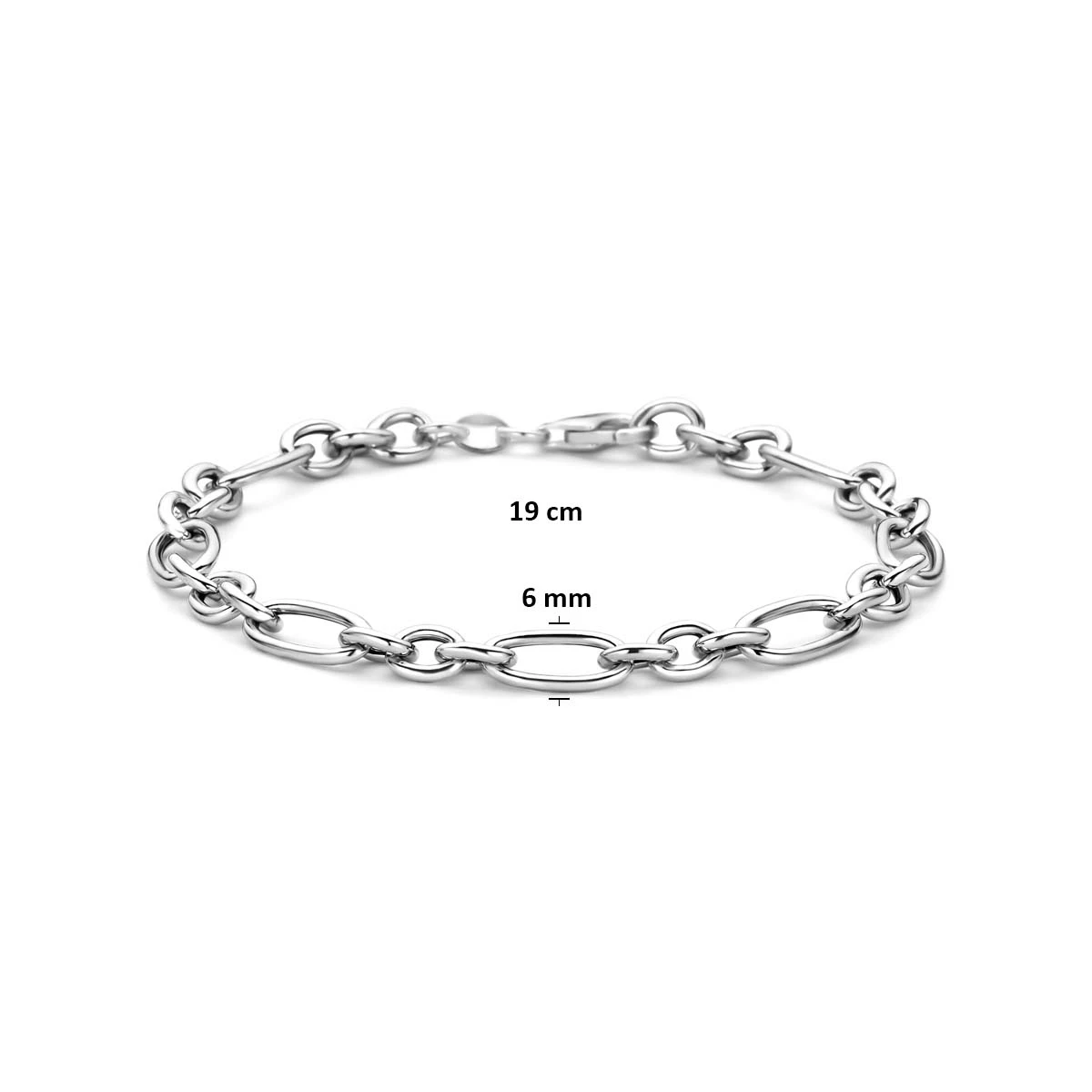 armband 6 mm 19 cm zilver gerhodineerd