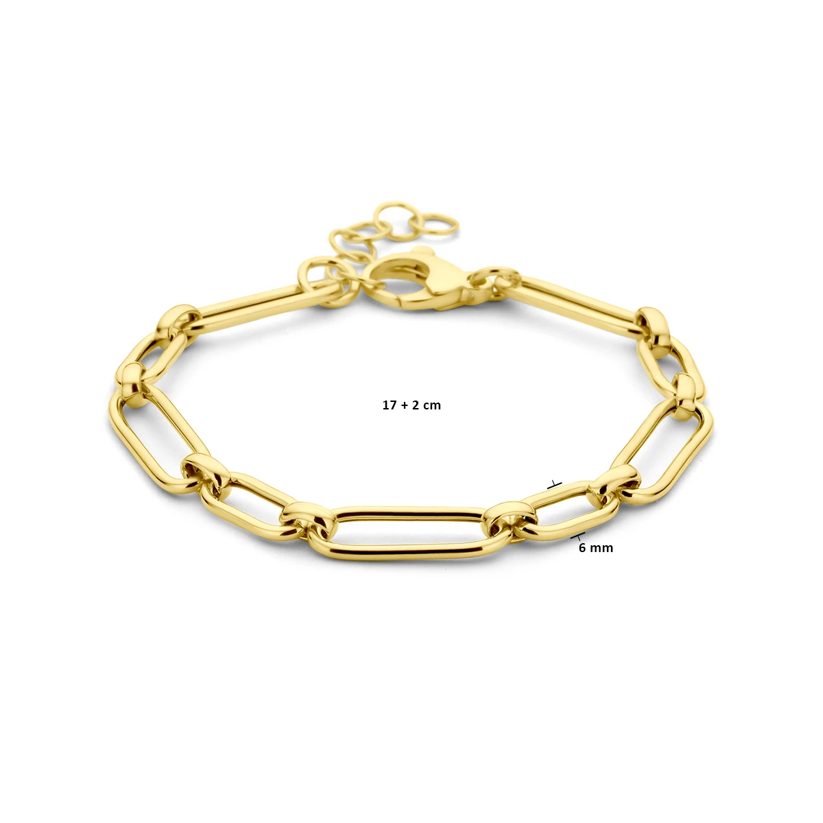 armband 6,0 mm 17 + 2 cm 3 micron zilver verguld (geel)