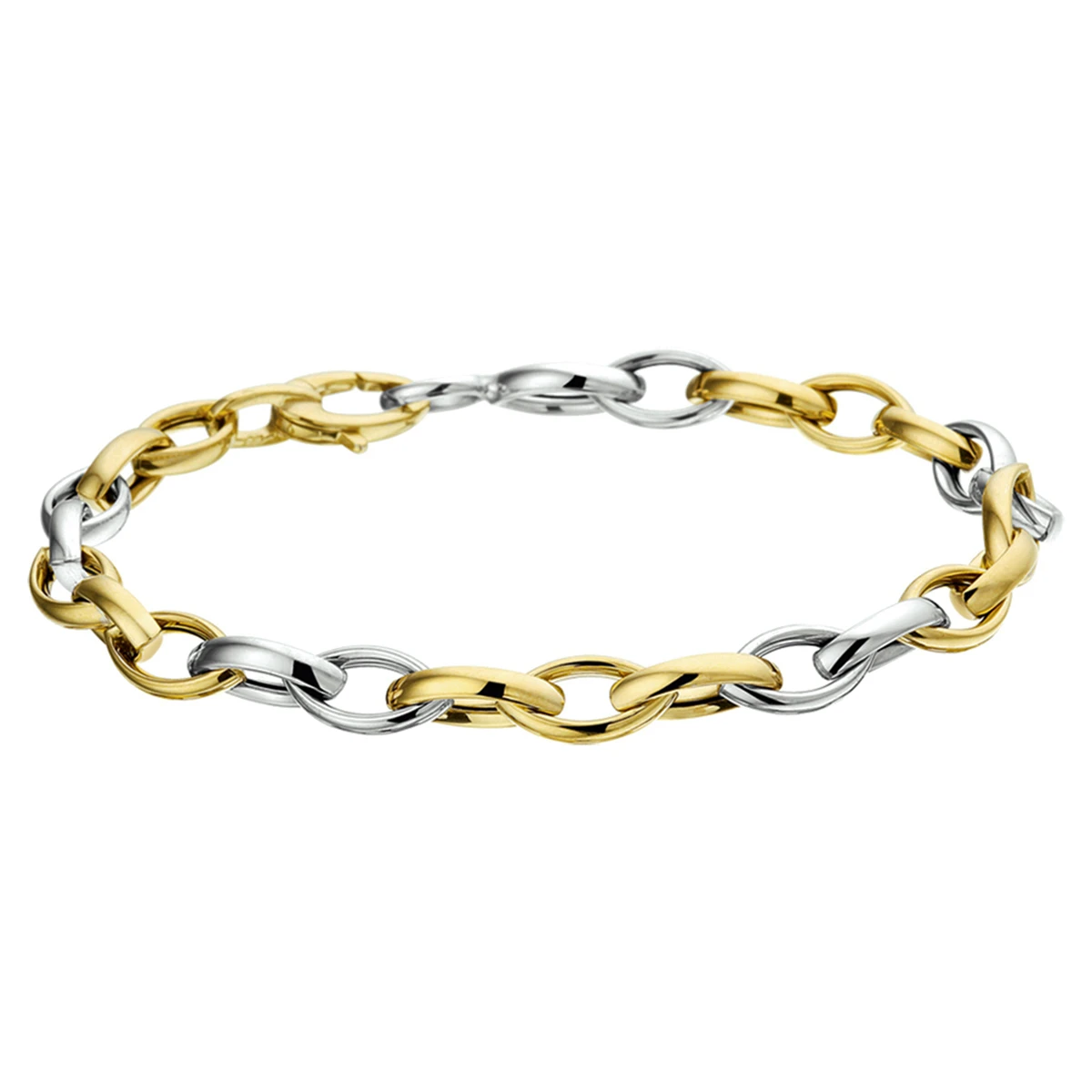armband 6,0 mm 19 cm 14K bicolor goud geel/wit