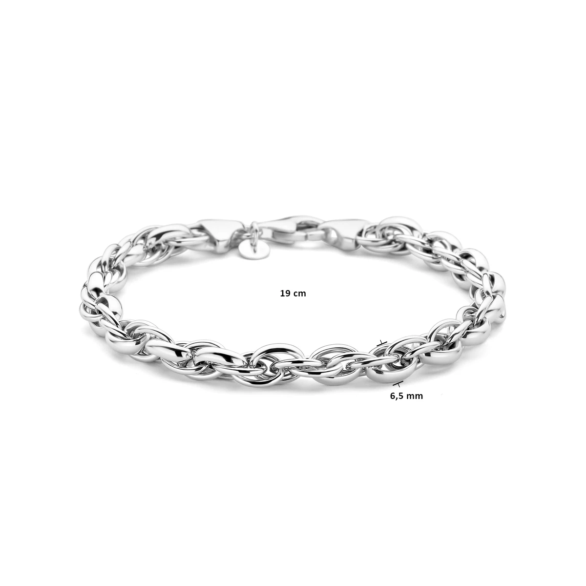 armband 6,5 mm zilver gerhodineerd