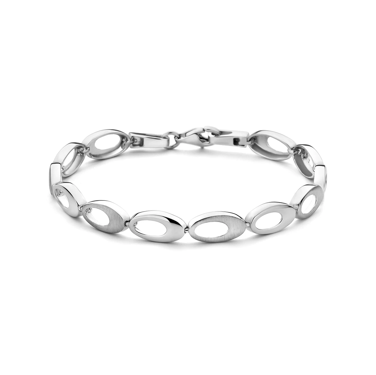 armband 7,0 mm 19 cm poli / mat zilver gerhodineerd