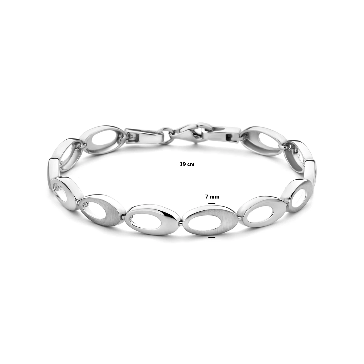 armband 7,0 mm 19 cm poli / mat zilver gerhodineerd