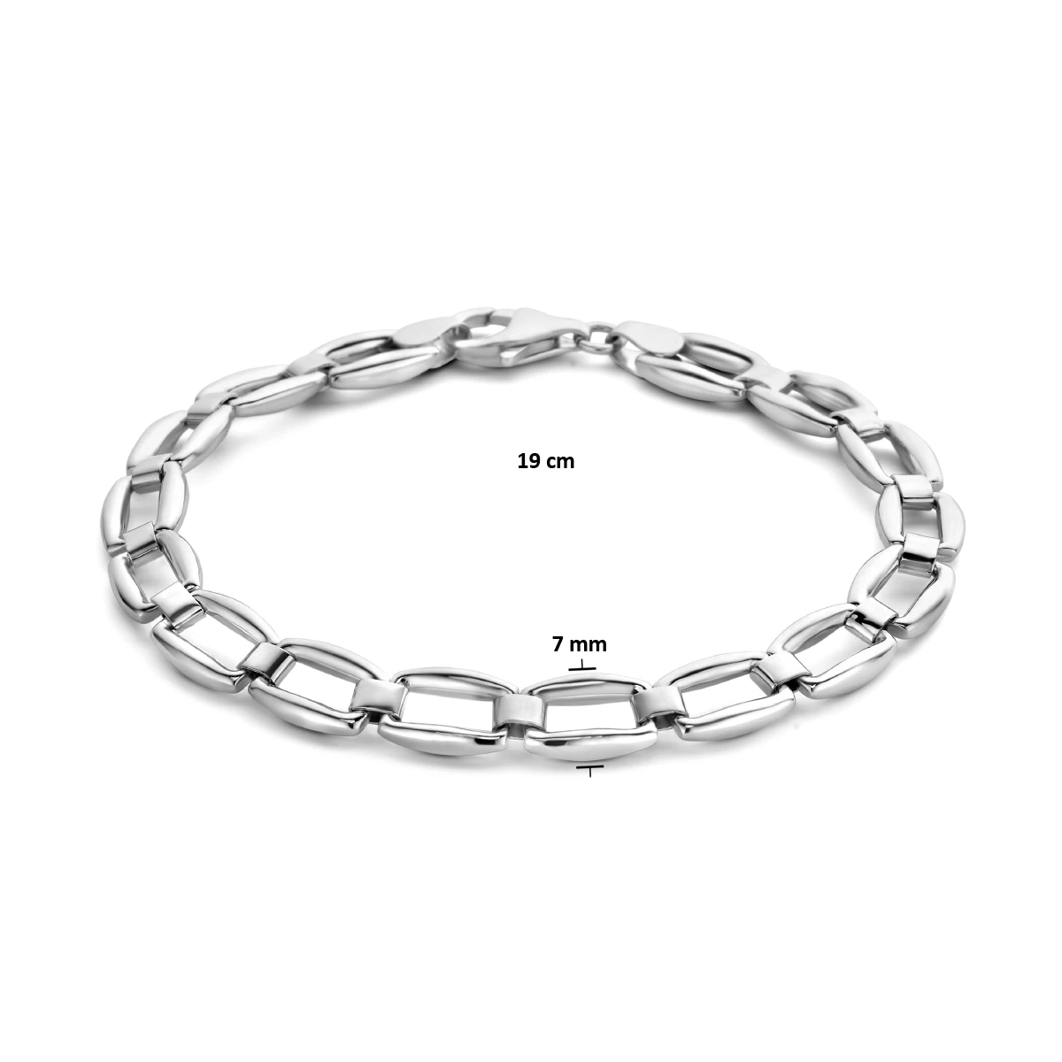 armband 7,0 mm 19 cm zilver gerhodineerd