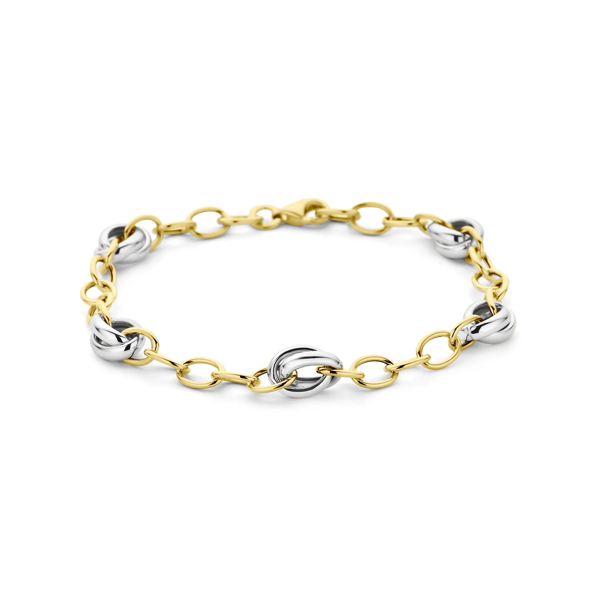 armband 7,5 mm 19 cm 14K bicolor goud geel/wit