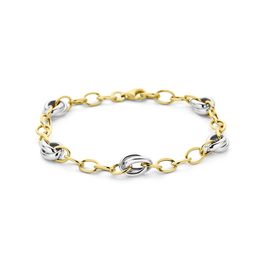 armband 7,5 mm 19 cm 14K bicolor goud geel/wit