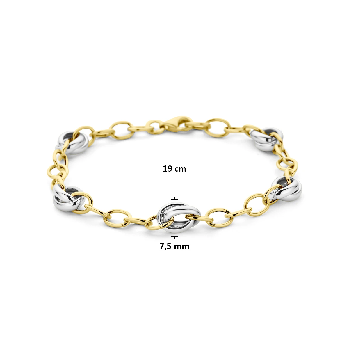 armband 7,5 mm 19 cm 14K bicolor goud geel/wit