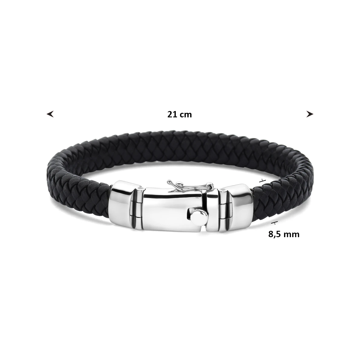 armband 8,5 mm zilver gerhodineerd