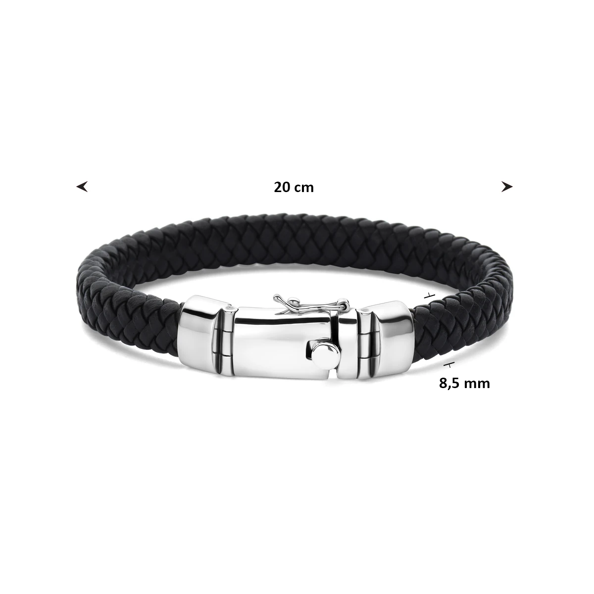 armband 8,5 mm zilver gerhodineerd