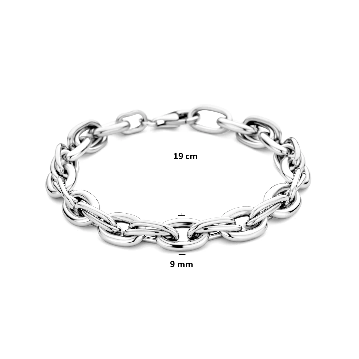 armband 9 mm 19 cm zilver gerhodineerd