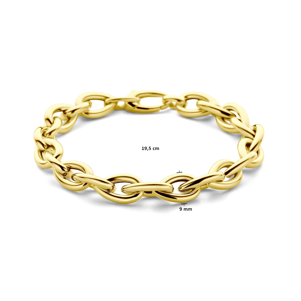 armband 9 mm 19,5 cm 14K geelgoud
