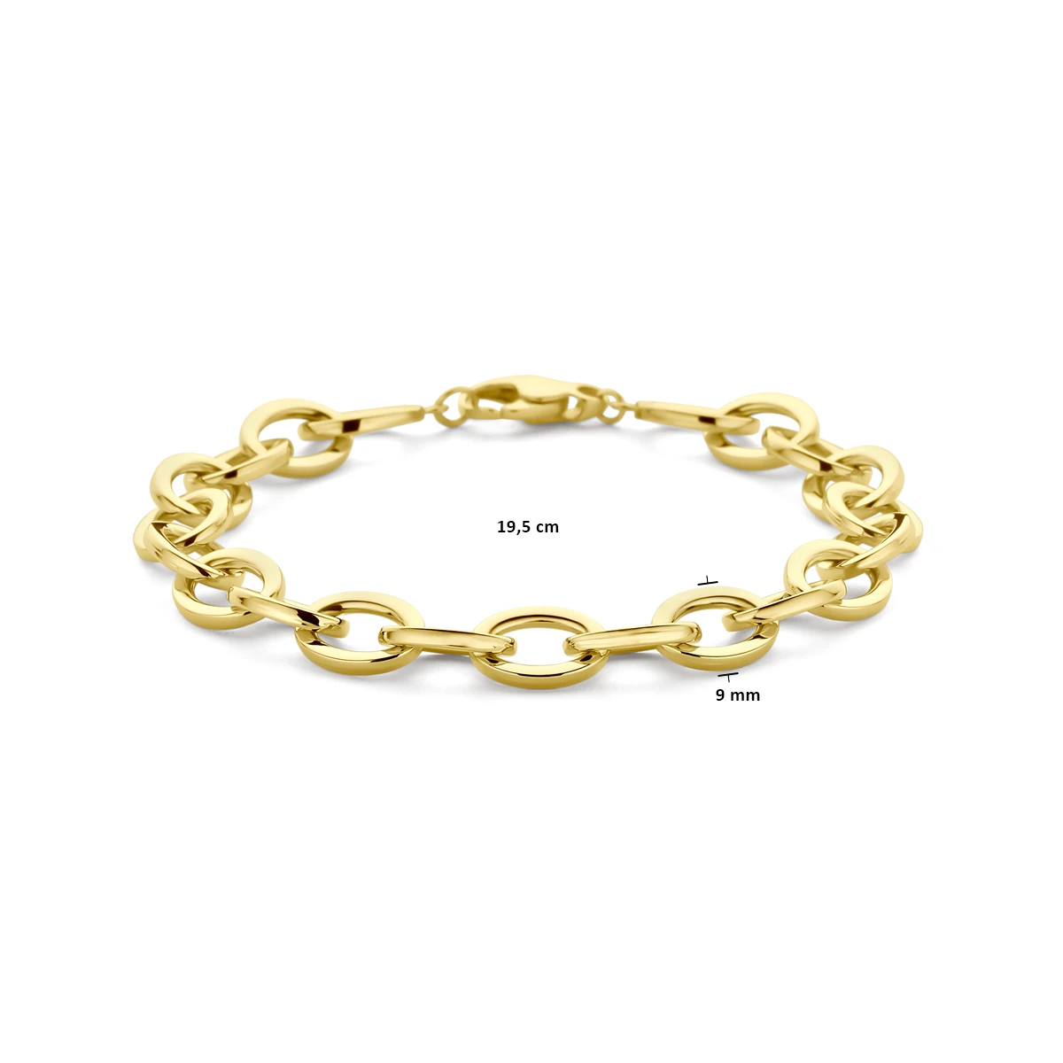 armband 9 mm 19,5 cm 14K geelgoud