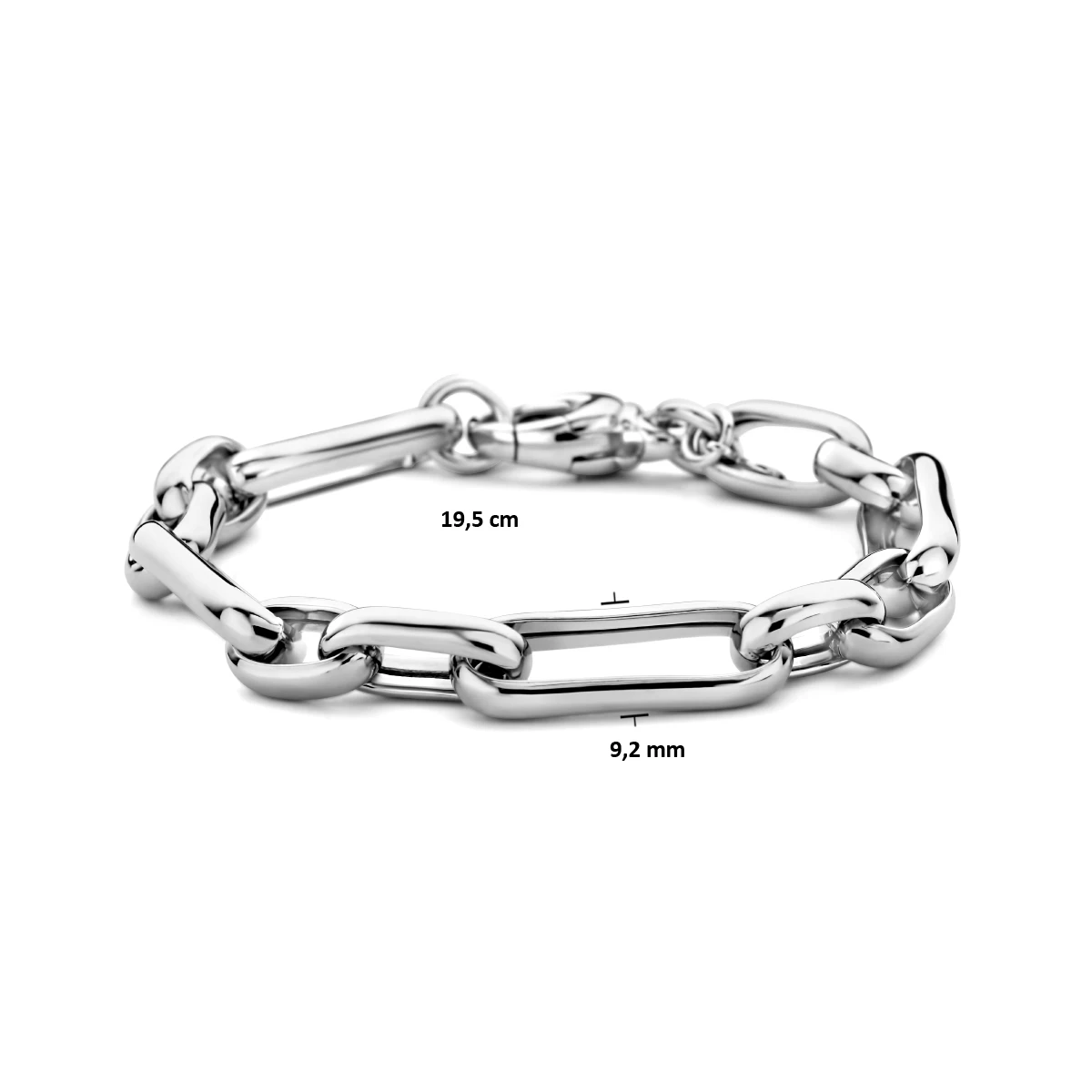 armband 9,2 mm 19,5 cm zilver gerhodineerd