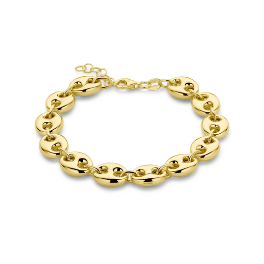 armband 9,5 mm 17 + 2 cm 3 micron zilver verguld (geel)