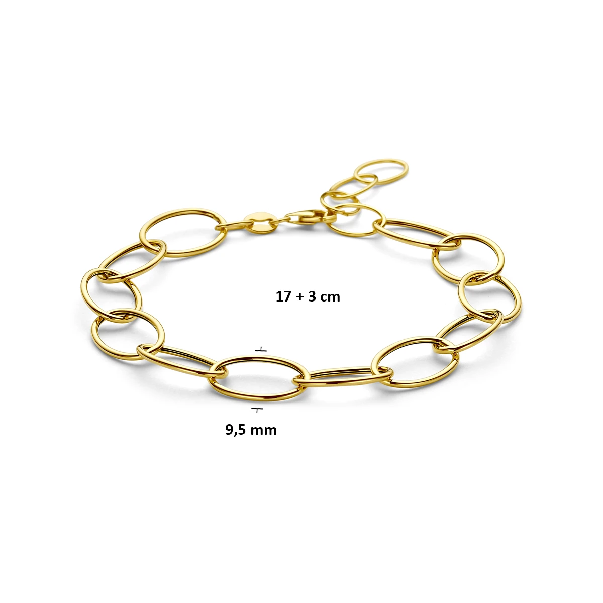 armband 9,5 mm 17 + 3 cm 14K geelgoud
