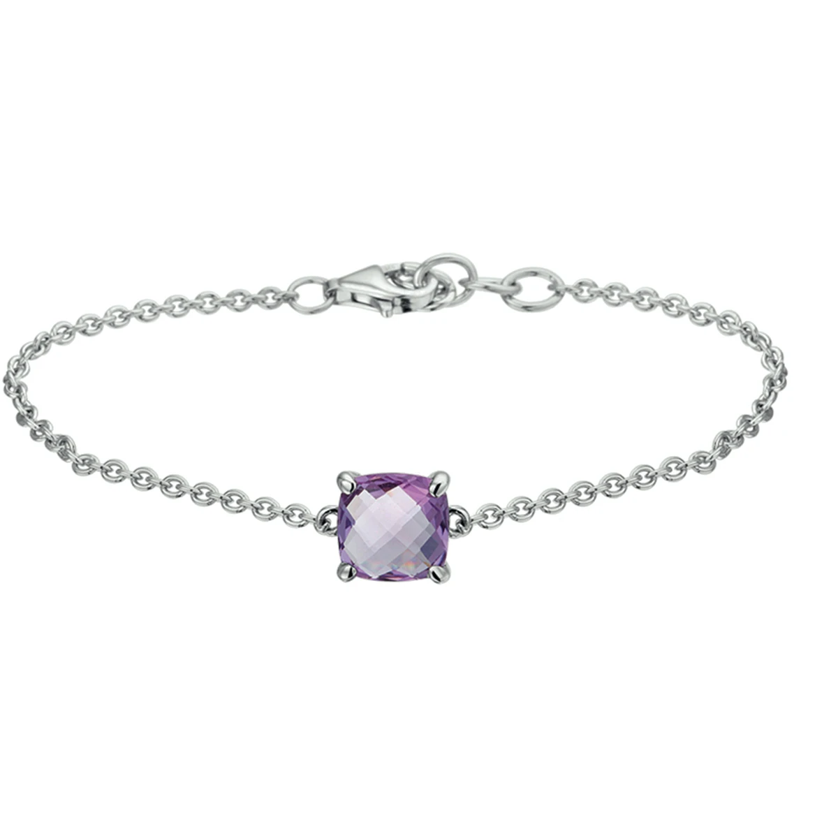armband amethist 16 + 2 cm zilver gerhodineerd
