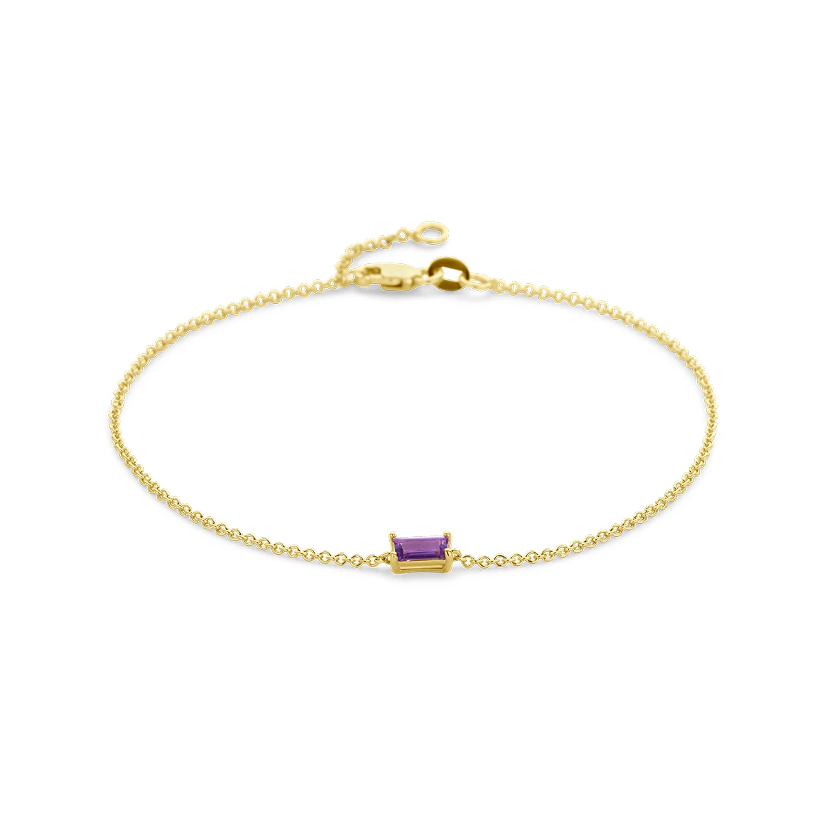 armband amethist 16,5 - 18 cm 14K geelgoud