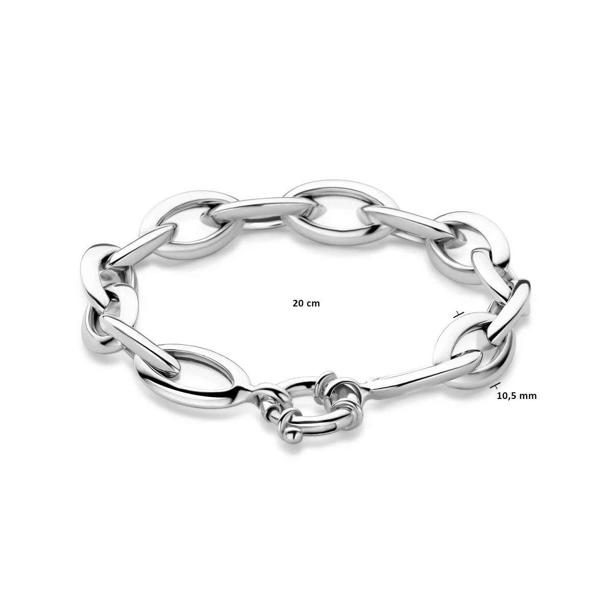armband anker 10,5 mm 20 cm met groot veerslot zilver gerhodineerd