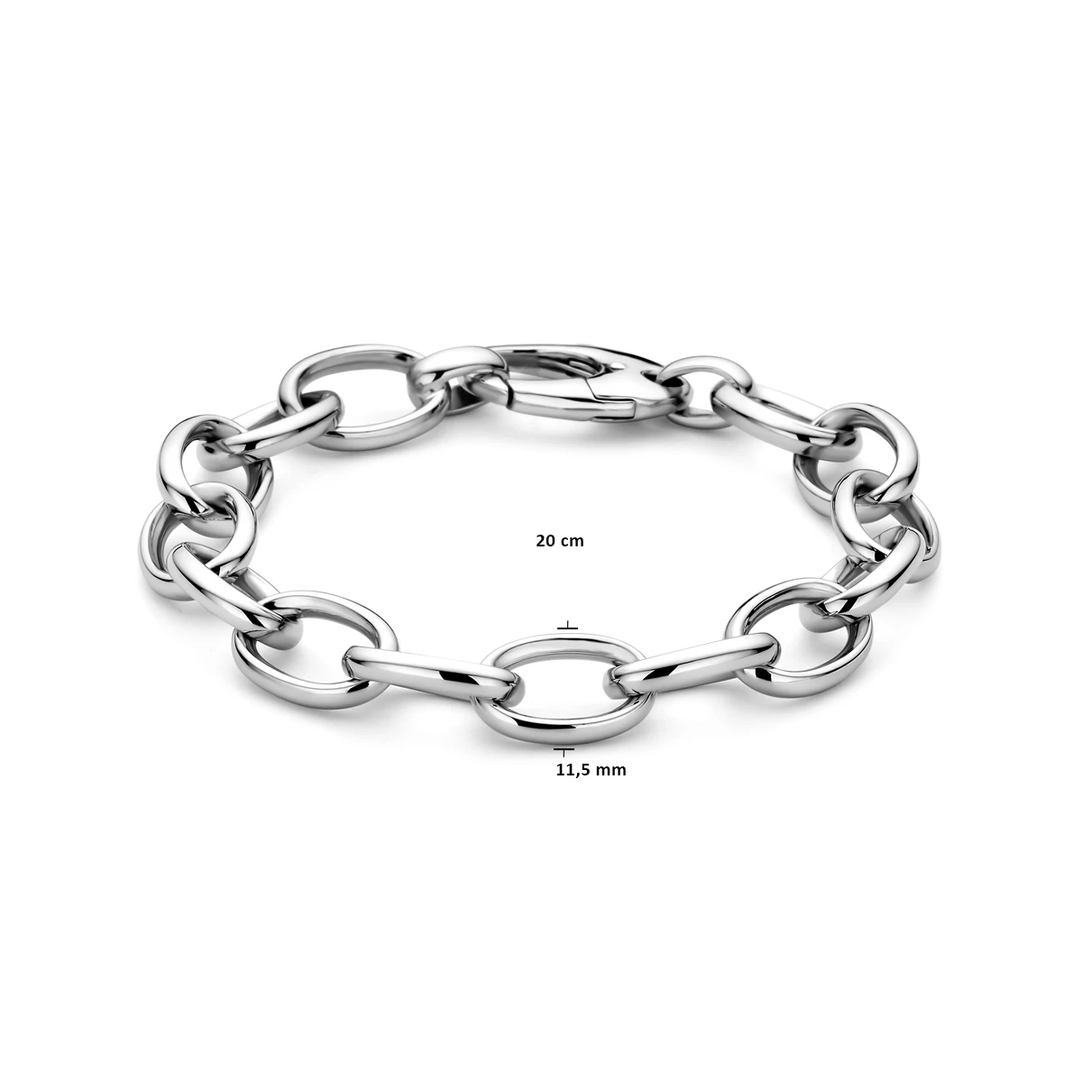 armband anker 11,5 mm 20 cm zilver gerhodineerd