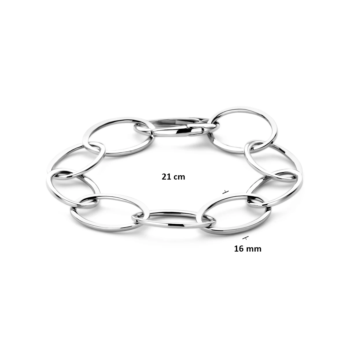 armband anker 16 mm 21 cm zilver gerhodineerd