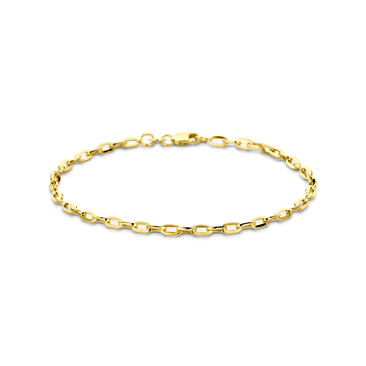 armband anker 3,0 mm 19 cm silgold (geel met zilverkern)