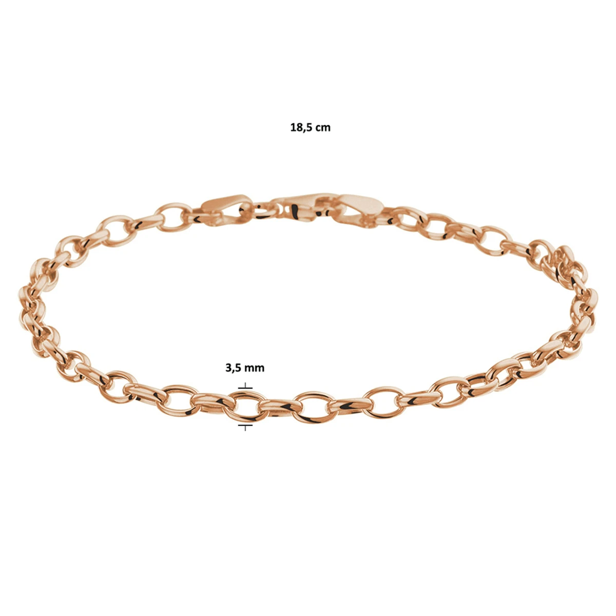 armband anker 3,5 mm 19 cm 14K roségoud