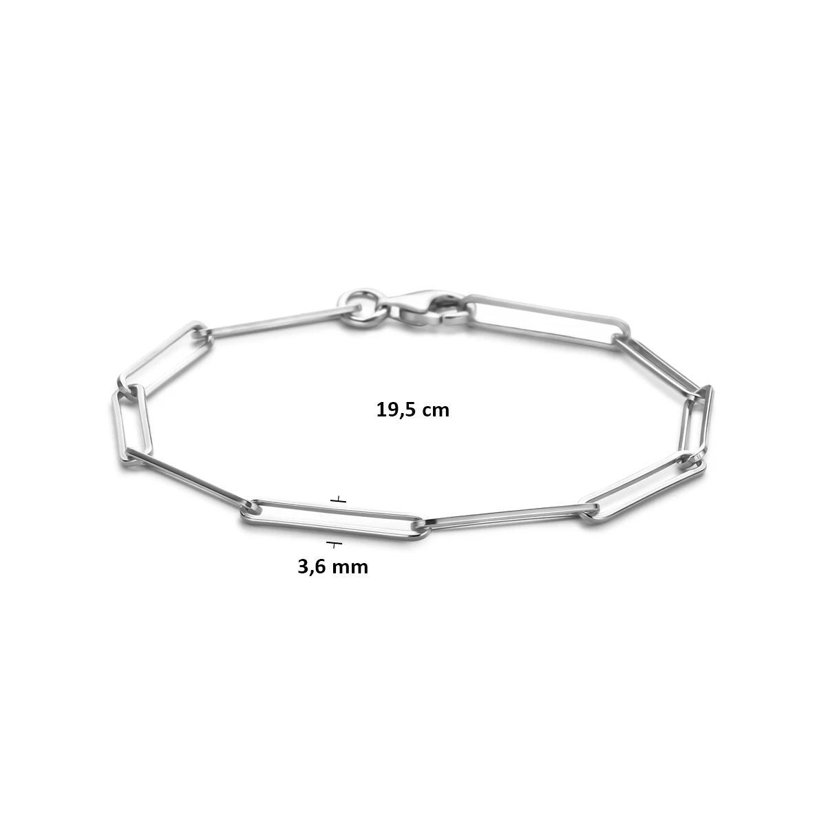 armband anker 3,6 mm 19,5 cm zilver gerhodineerd