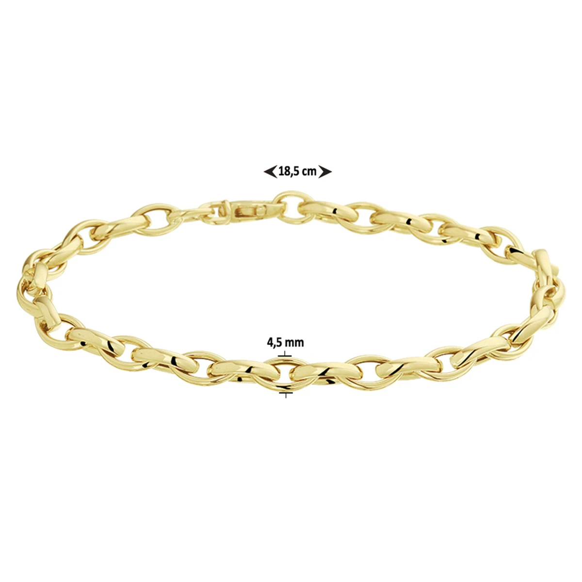 armband anker 4,5 mm 18,5 cm 14K geelgoud