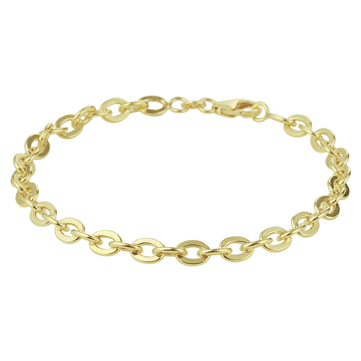 armband anker 5,0 mm 19 cm silgold (geel met zilverkern)