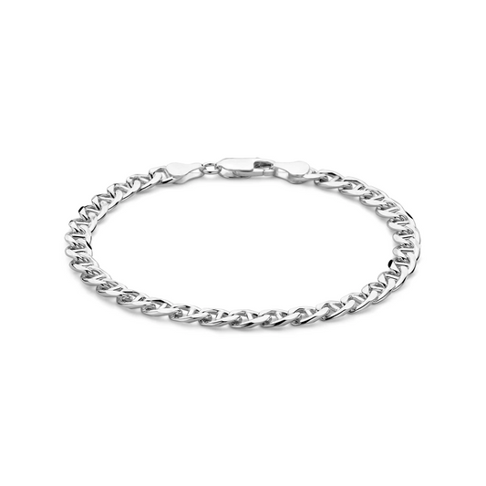 armband anker 5,8 mm 21 cm zilver wit