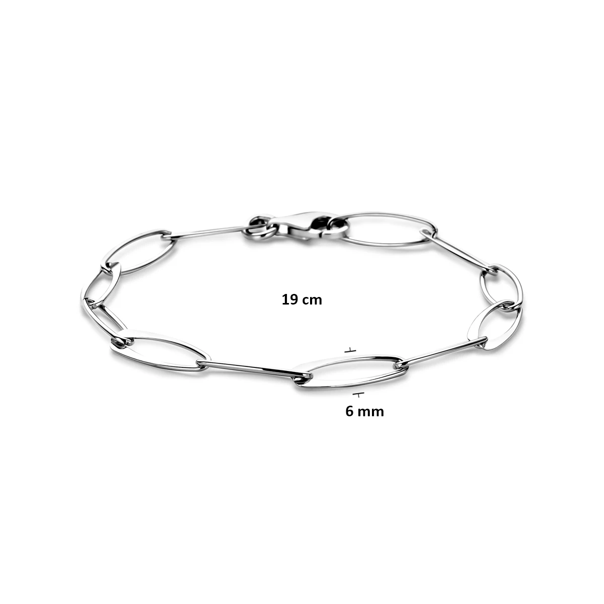 armband anker 6 mm 19 cm zilver gerhodineerd