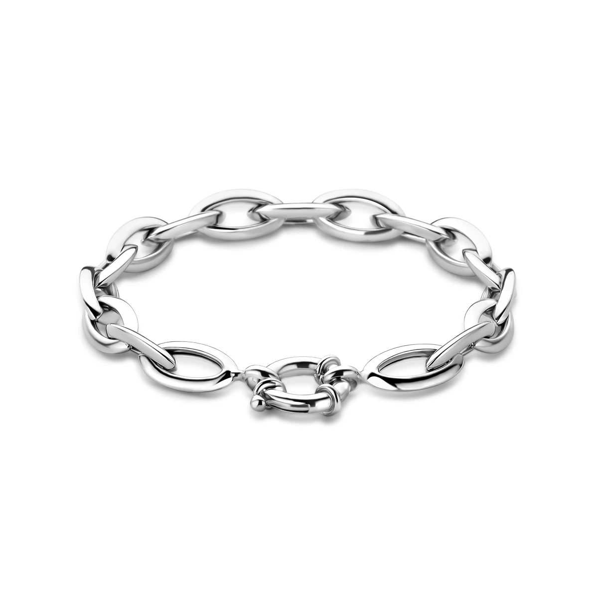 armband anker 9,5 mm 20 cm met groot veerslot zilver gerhodineerd