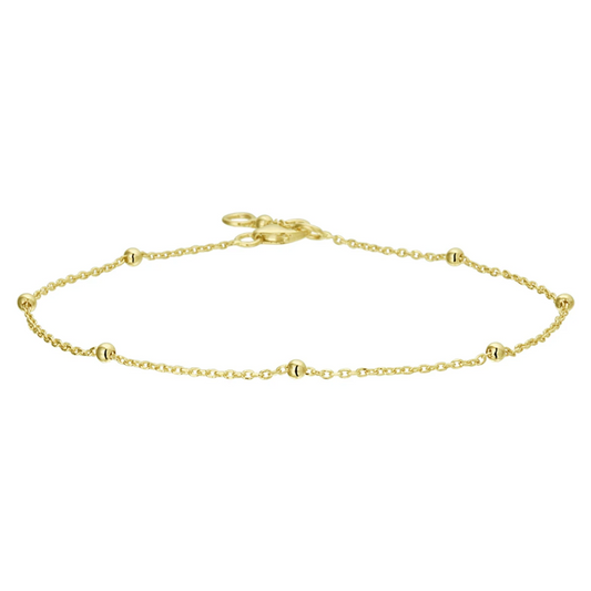 armband anker bolletjes 1,0 mm 17 - 19 cm 14K geelgoud