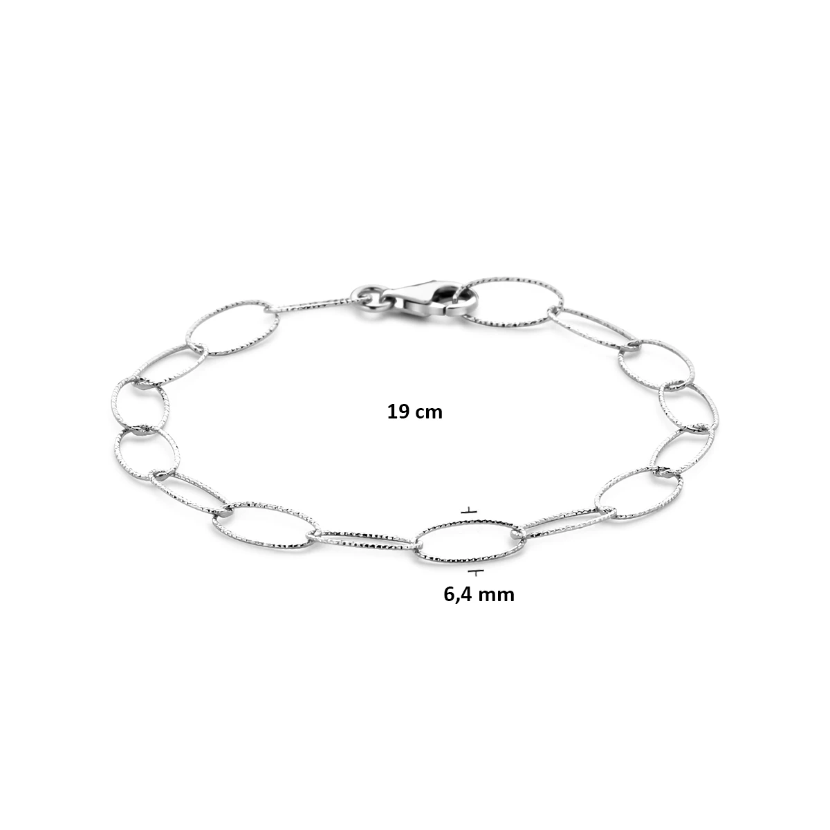 armband anker gediamanteerd 6,4 mm 19 cm zilver gerhodineerd