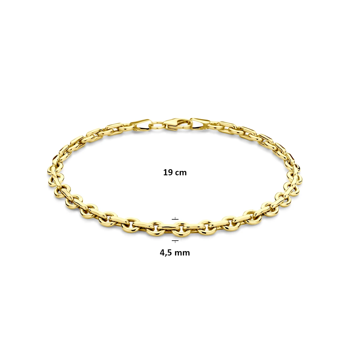 armband anker massief 4,5 mm 19 cm silgold (geel met zilverkern)