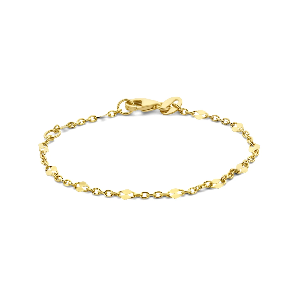 armband anker met tussenstuk 11 - 13 cm 14K geelgoud