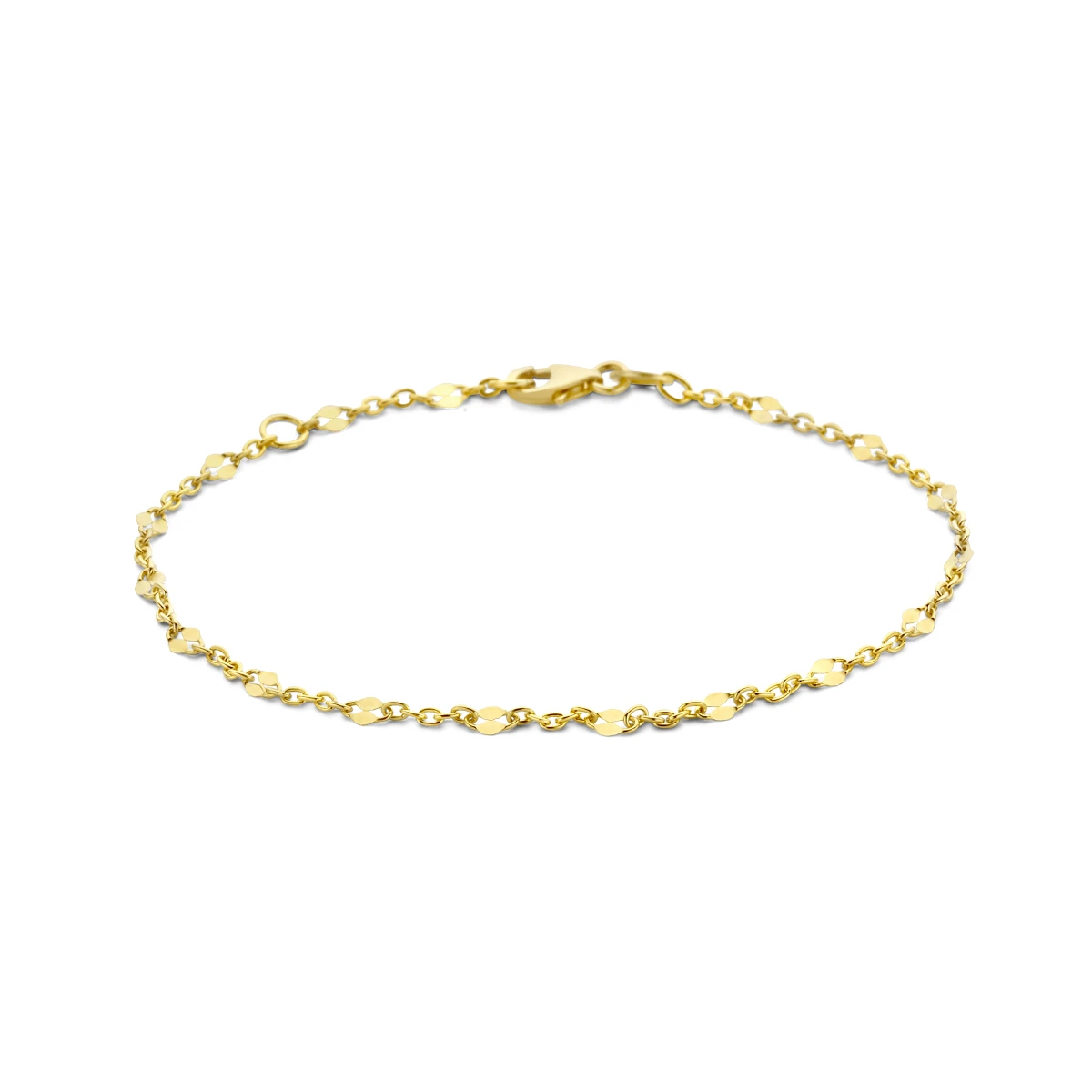 armband anker met tussenstuk 16 - 18 cm 14K geelgoud