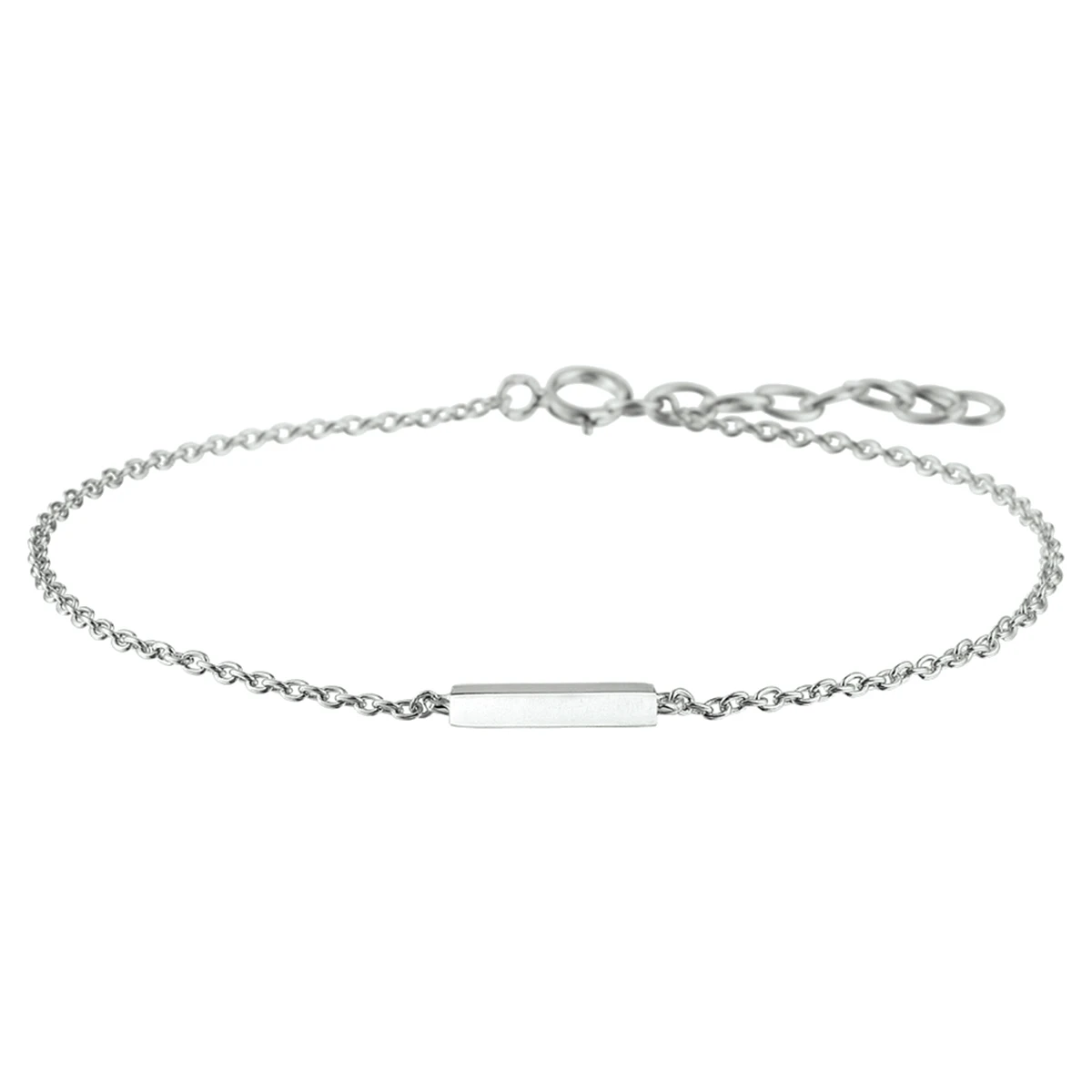 armband balkje 1,2 mm 16 + 2,5 mm zilver gerhodineerd