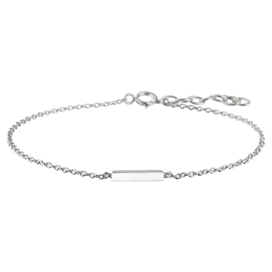 armband balkje 1,2 mm 16 + 2,5 mm zilver gerhodineerd