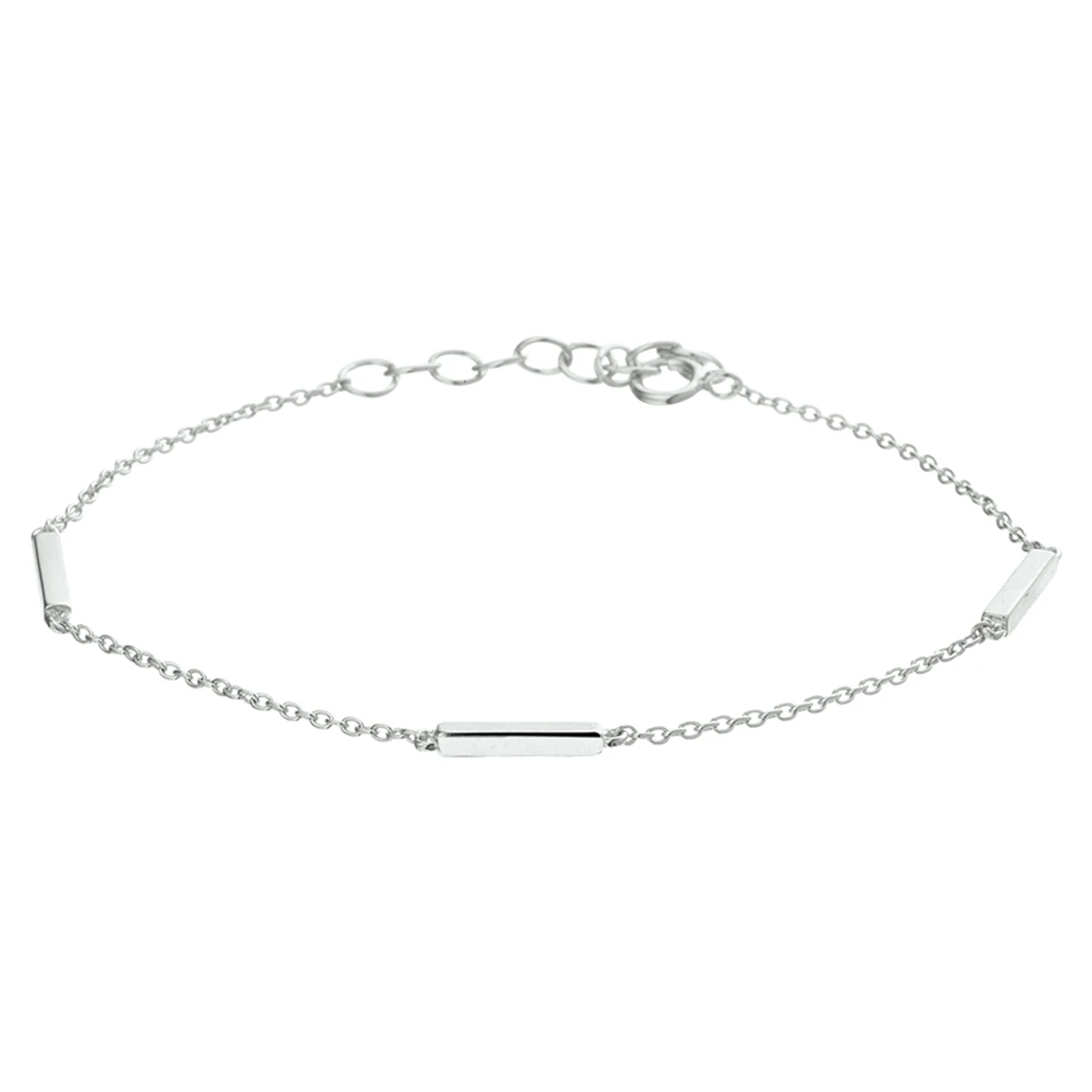 armband balkje 16 + 3 cm zilver gerhodineerd
