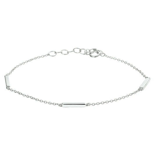 armband balkje 16 + 3 cm zilver gerhodineerd