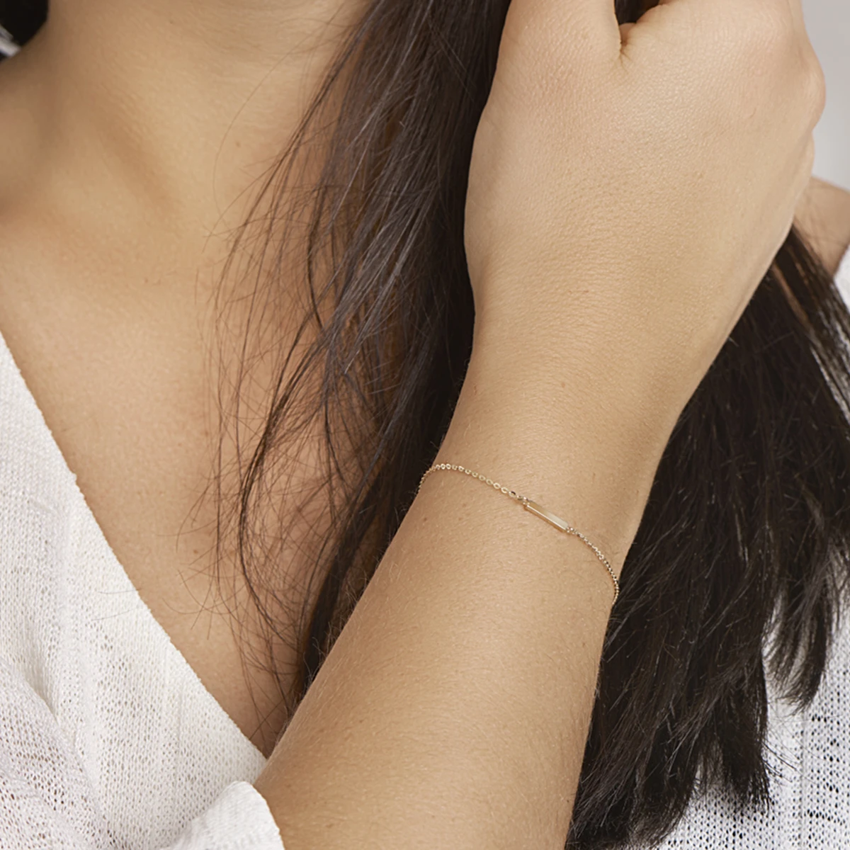 armband balkje 16,5 - 18,5 cm 14K geelgoud
