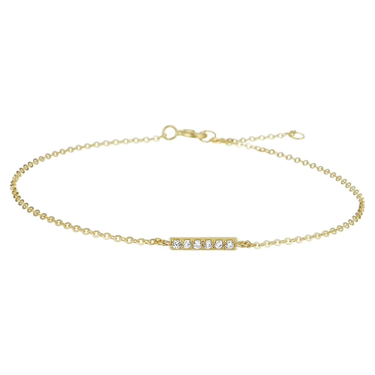armband balkje zirkonia 16,5 - 18,5 cm 14K geelgoud