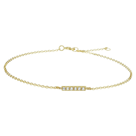 armband balkje zirkonia 16,5 - 18,5 cm 14K geelgoud