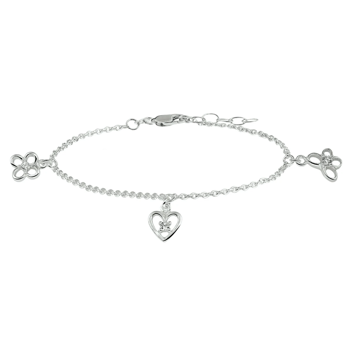 armband bedel assortiment 13 + 2 cm zilver gerhodineerd