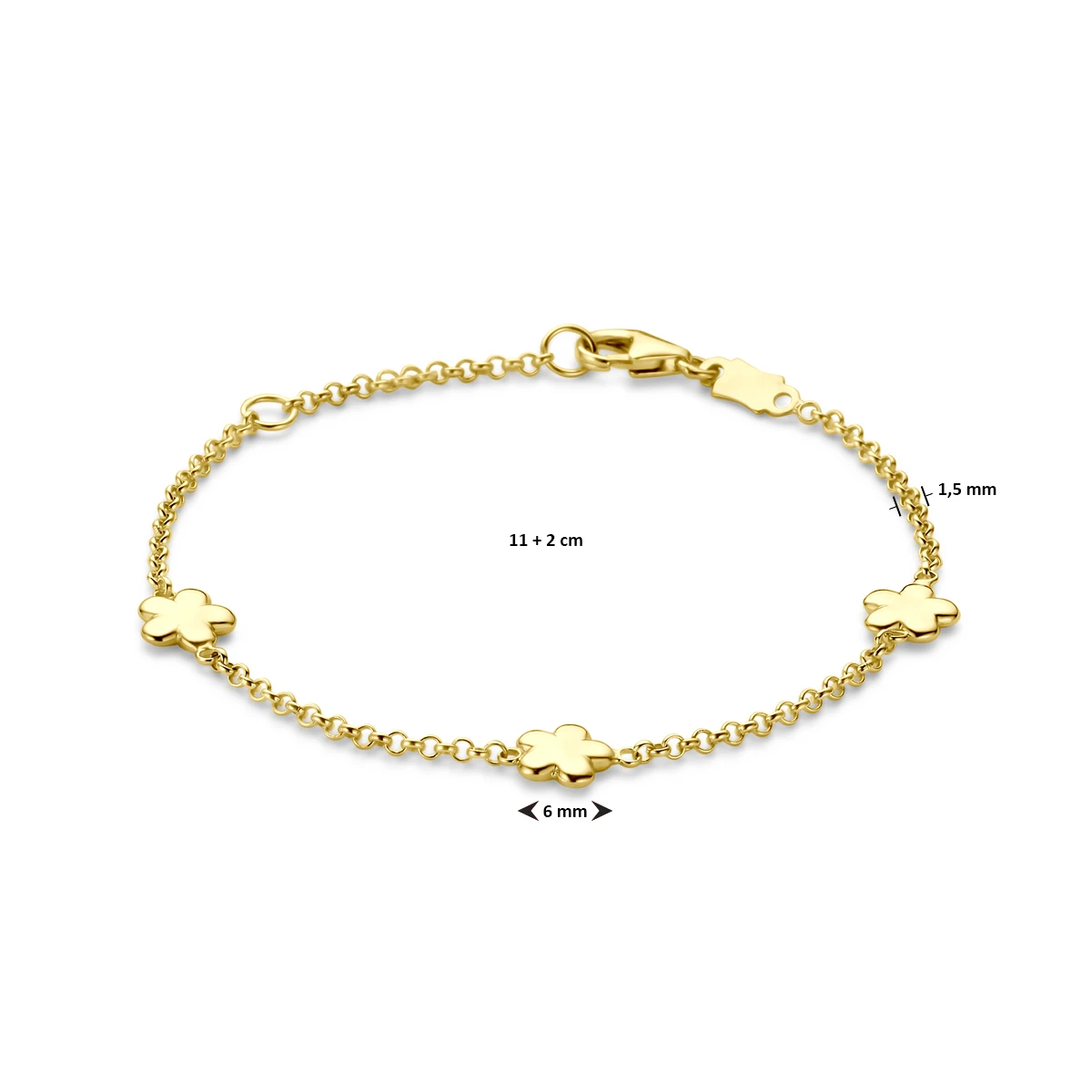 armband bloem 11 - 13 cm 14K geelgoud